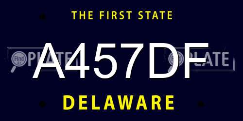 A457DF Delaware License Plate