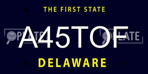 A45TOF Delaware License Plate