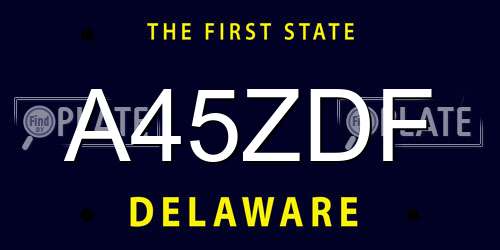 A45ZDF Delaware License Plate