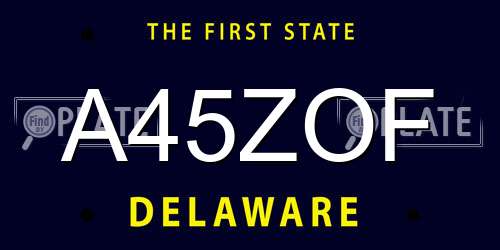 A45ZOF Delaware License Plate