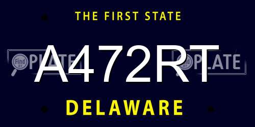 A472RT Delaware License Plate