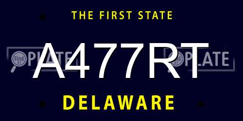 A477RT Delaware License Plate
