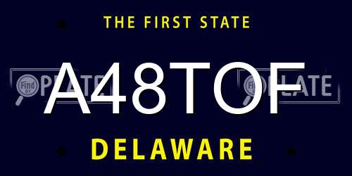 A48TOF Delaware License Plate