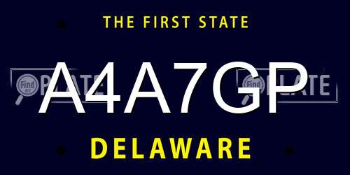 A4A7GP Delaware License Plate