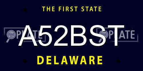 A52BST Delaware License Plate
