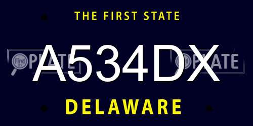 A534DX Delaware License Plate