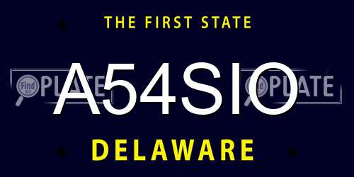 A54SIO Delaware License Plate
