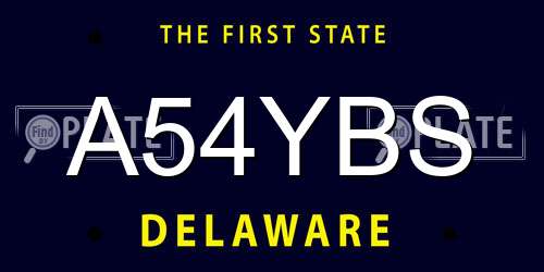 A54YBS Delaware License Plate