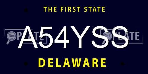 A54YSS Delaware License Plate