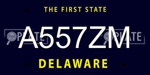 A557ZM Delaware License Plate