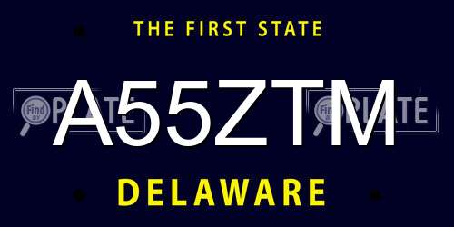 A55ZTM Delaware License Plate