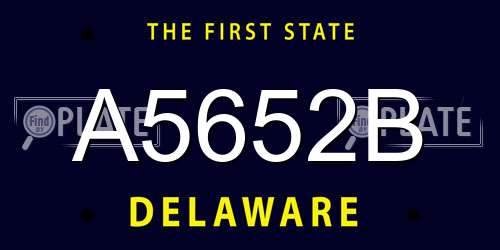 A5652B Delaware License Plate