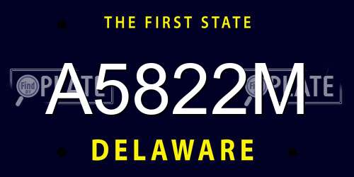 A5822M Delaware License Plate