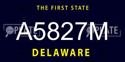 A5827M Delaware License Plate
