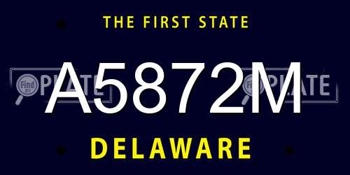 A5872M Delaware License Plate