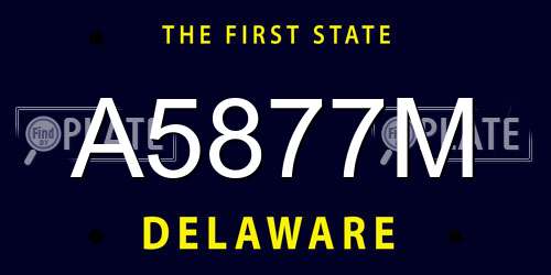 A5877M Delaware License Plate