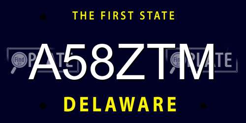 A58ZTM Delaware License Plate