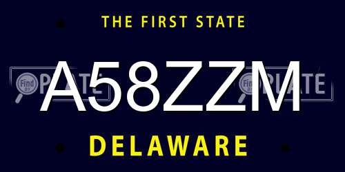 A58ZZM Delaware License Plate