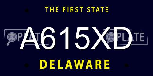 A615XD Delaware License Plate