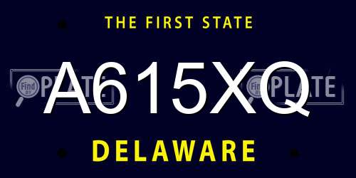 A615XQ Delaware License Plate