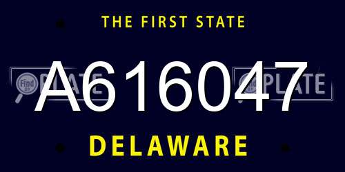 A616047 Delaware License Plate