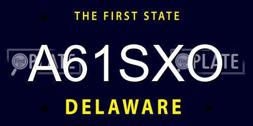 A61SXO Delaware License Plate