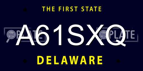 A61SXQ Delaware License Plate