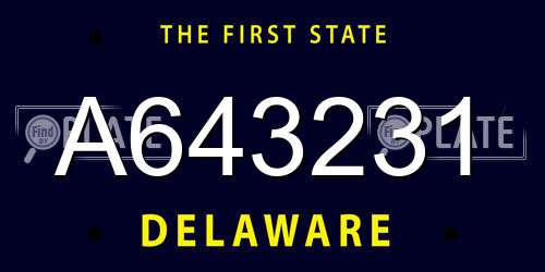 A643231 Delaware License Plate