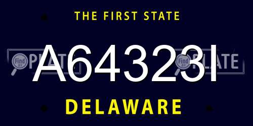 A64323I Delaware License Plate