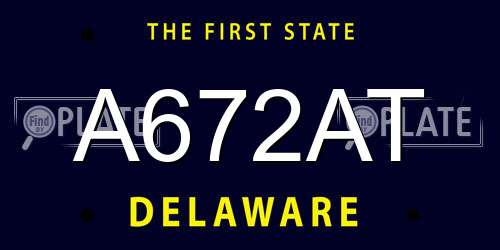 A672AT Delaware License Plate