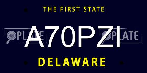 A70PZI Delaware License Plate