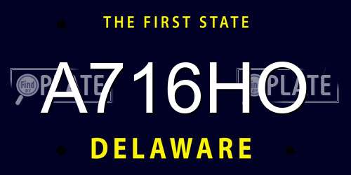 A716HO Delaware License Plate