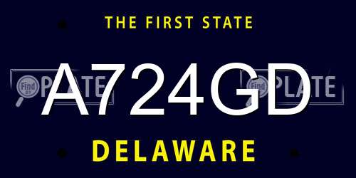 A724GD Delaware License Plate