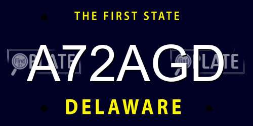 A72AGD Delaware License Plate