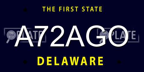 A72AGO Delaware License Plate