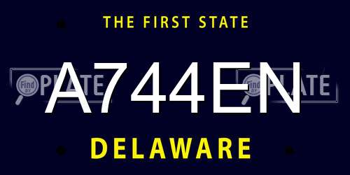 A744EN Delaware License Plate