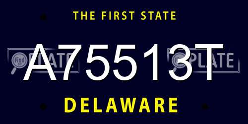 A75513T Delaware License Plate