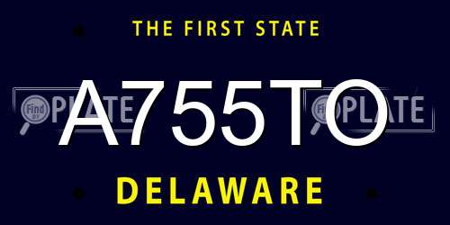 A755TO Delaware License Plate