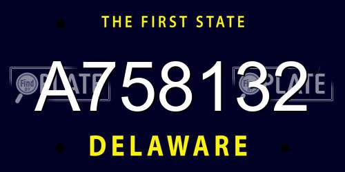 A758132 Delaware License Plate