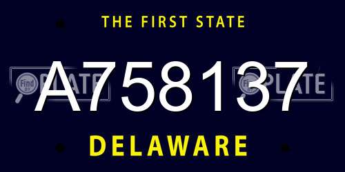 A758137 Delaware License Plate