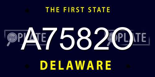 A7582O Delaware License Plate