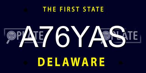 A76YAS Delaware License Plate