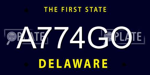 A774GO Delaware License Plate
