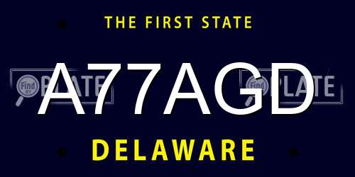 A77AGD Delaware License Plate