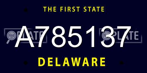 A785137 Delaware License Plate
