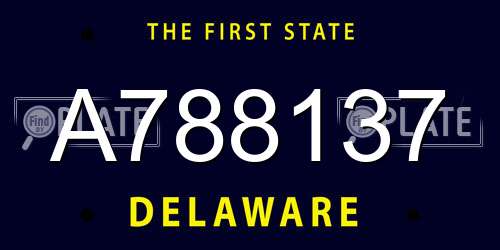A788137 Delaware License Plate