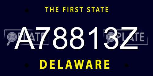 A78813Z Delaware License Plate