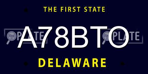 A78BTO Delaware License Plate