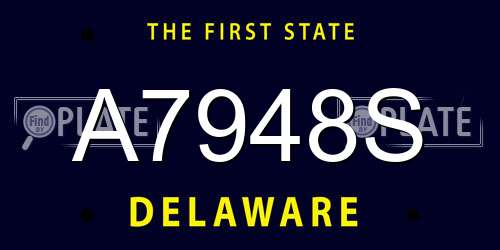 A7948S Delaware License Plate