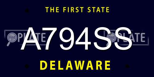 A794SS Delaware License Plate